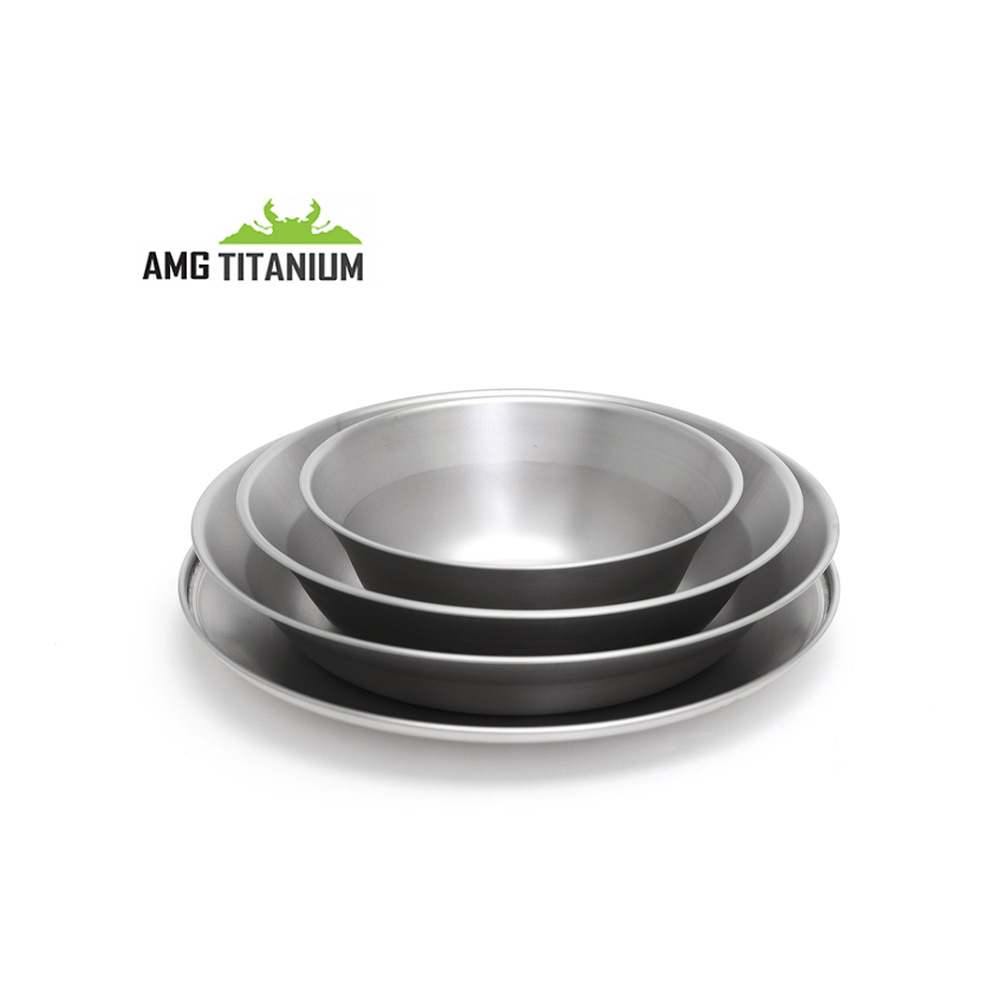 AMG 티타늄 샌딩 접시세트 4ps 케이스포함 캠핑접시