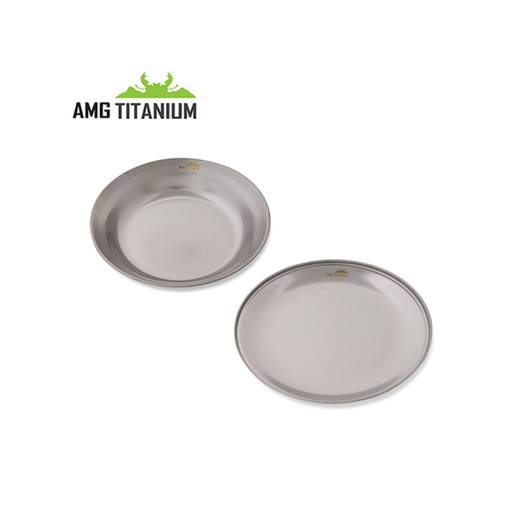 AMG 티타늄 샌딩 접시 플레이트 2P 세트 캠핑식기